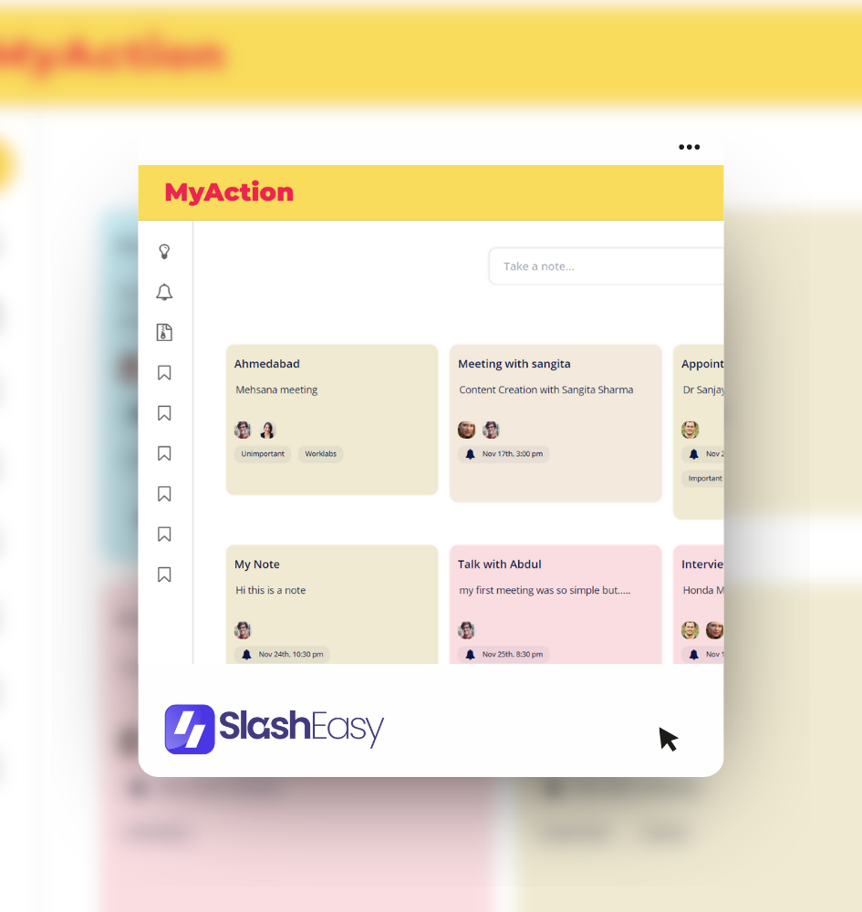 Myaction portfolio page